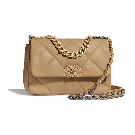 chanel 19 dark beige small